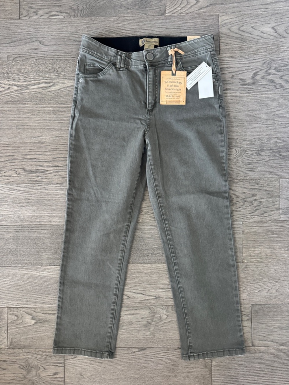 🌼DEMOCRACY🌼 NWT Green Gray High-Rise Ab Technology Slim Straight, Size 10